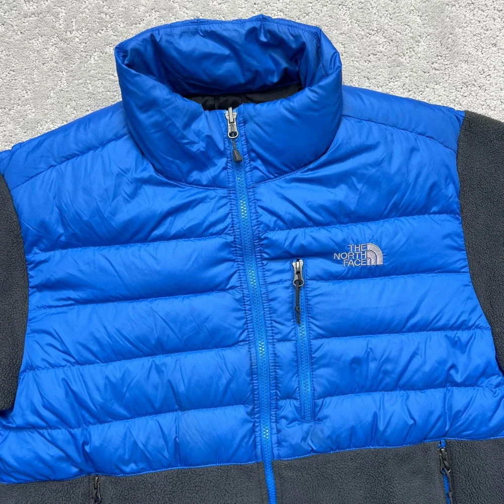 The North Face Jacket Mens Large Blue Grey 550 Down Polartec Fleece Denali